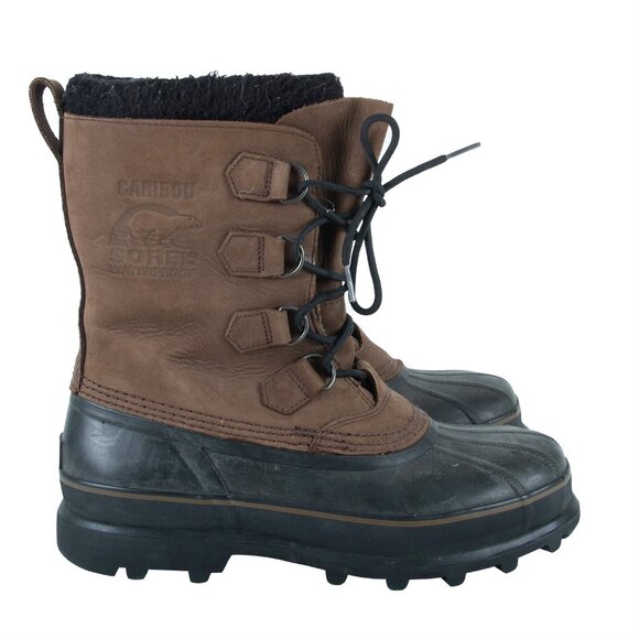 SOREL Caribou II Boots Mens size 10 Brown Leather Felt Lining Waterproof Winter - Picture 1 of 11